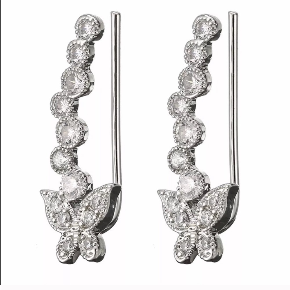 Crystal Butterfly Ear Cuff Earrings - Picture 2 of 5